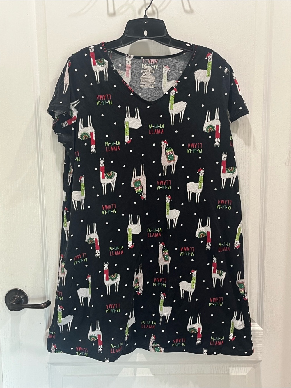 Secret Treasures Black Holiday Llama Pajama Dress wowens xl